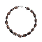 Black Colour Murano Style Glass & Black Glass Necklace (Size 20) Magnetic Clasp in Silver Tone_8274132_3
