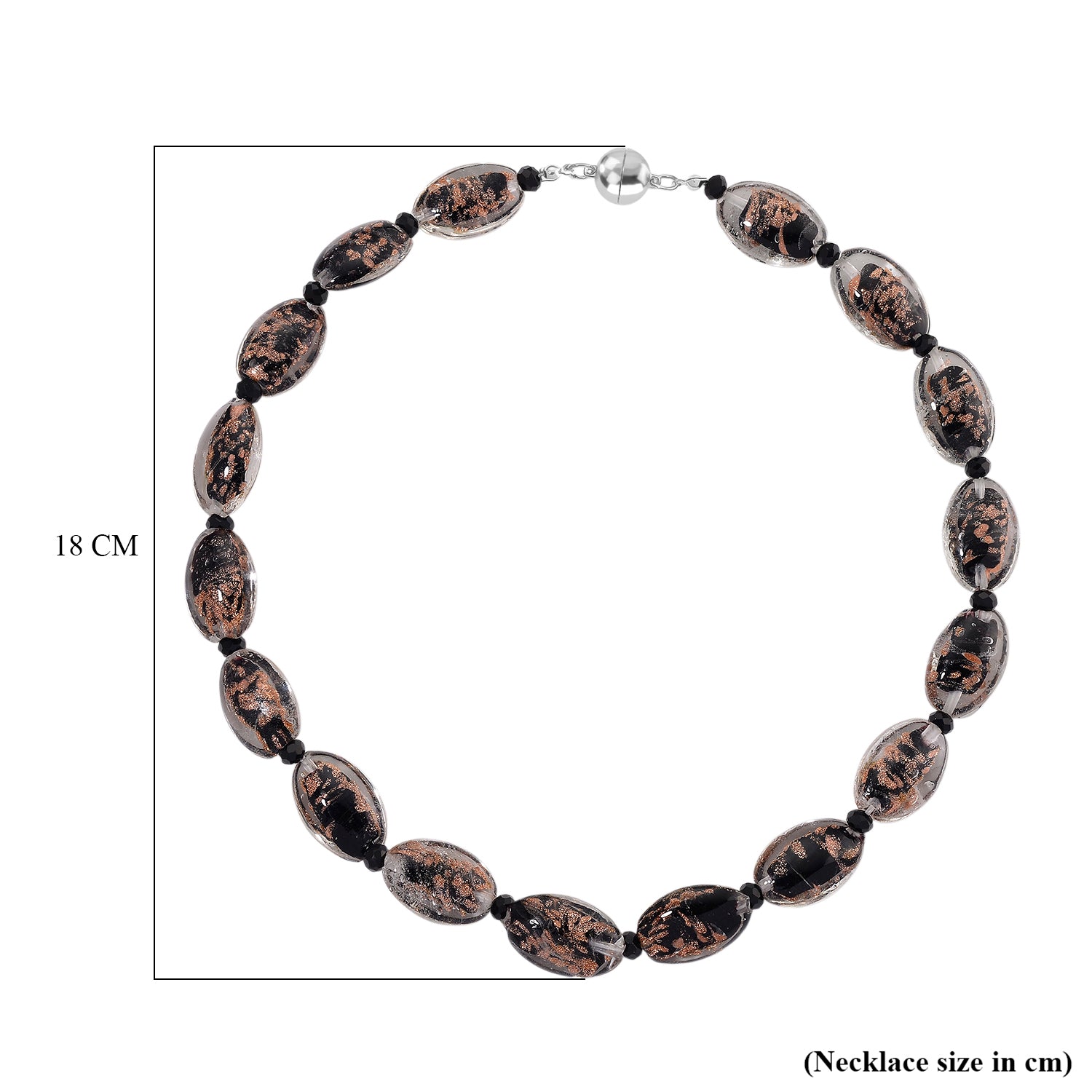 Black Colour Murano Style Glass and Black Glass Necklace (Size 20) Magnetic Clasp in Silver Tone V32518294 6