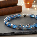 Blue Colour Murano Style & Blue Glass Necklace (Size 20) with Magnetic Clasp in Silver Tone_8274133_1