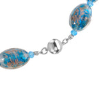Blue Colour Murano Style & Blue Glass Necklace (Size 20) with Magnetic Clasp in Silver Tone_8274133_4