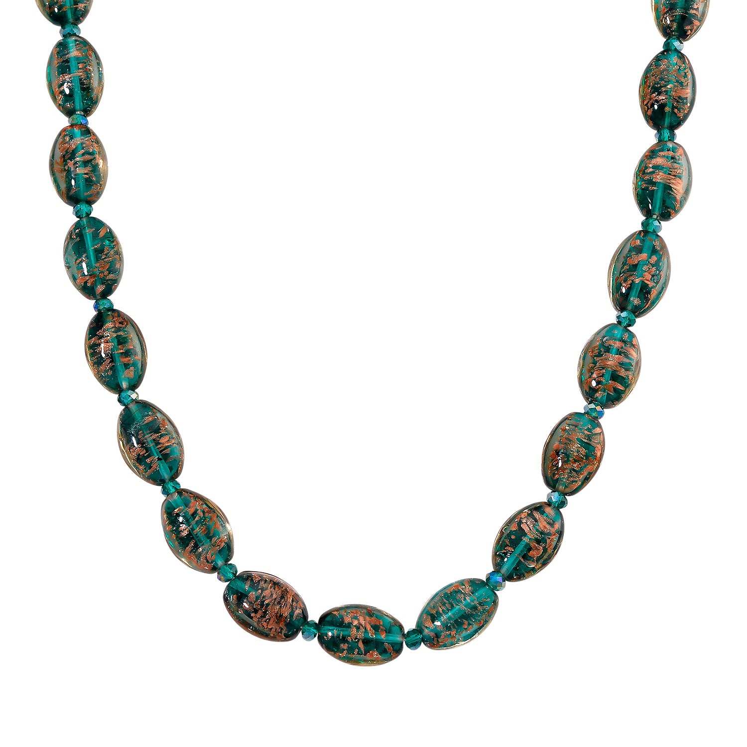 Green Colour Murano Style Glass and Green Glass Necklace (Size 20) with Magnetic Clasp V32519354 0