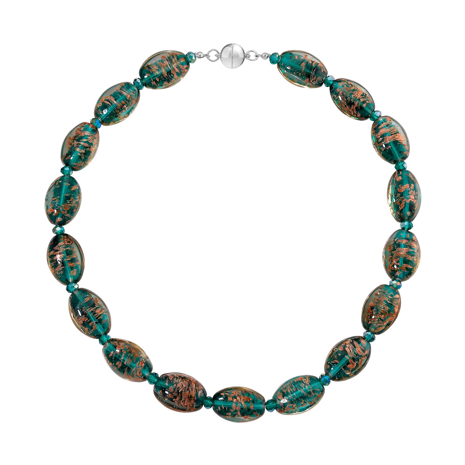 Green Colour Murano Style Glass and Green Glass Necklace (Size 20) with Magnetic Clasp V32519354 4