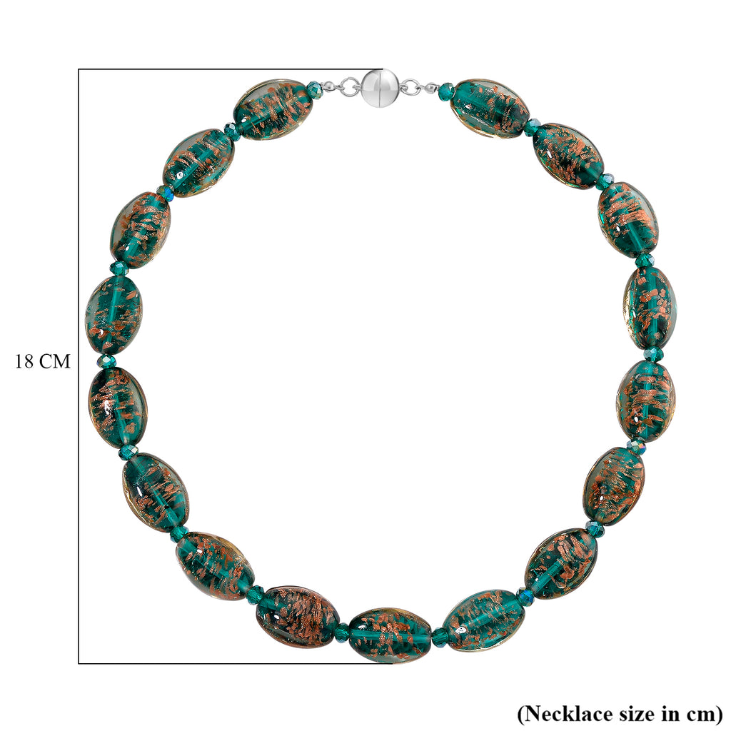 Green Colour Murano Style Glass & Green Glass Necklace (Size 20) with Magnetic Clasp_8274134_5