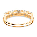 D'Joy GRA Certified Moissanite (VVS-D) Half Eternity 5 Stone Band Ring in Yellow Gold Plated Sterling Silver 1.10 Ct._8274216_4