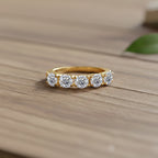 D'Joy GRA Certified Moissanite (VVS-D) Half Eternity 5 Stone Band Ring in Yellow Gold Plated Sterling Silver 1.10 Ct._8274218_1