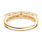 D'Joy GRA Certified Moissanite (VVS-D) Half Eternity 5 Stone Band Ring in Yellow Gold Plated Sterling Silver 1.10 Ct._8274218_4