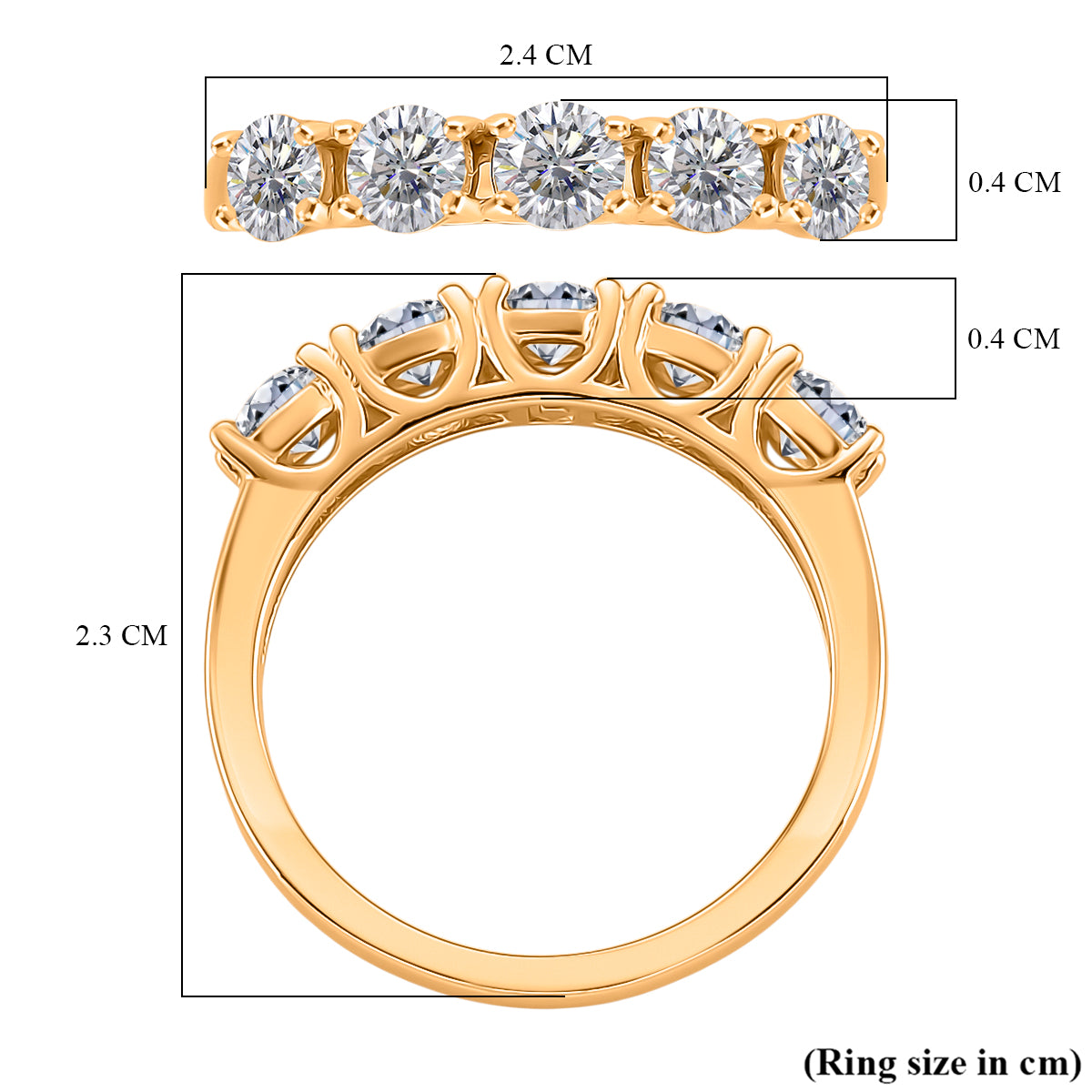 1.1 Ct. Moissanite Half Eternity Ring in 925 White Silver V32514519 6