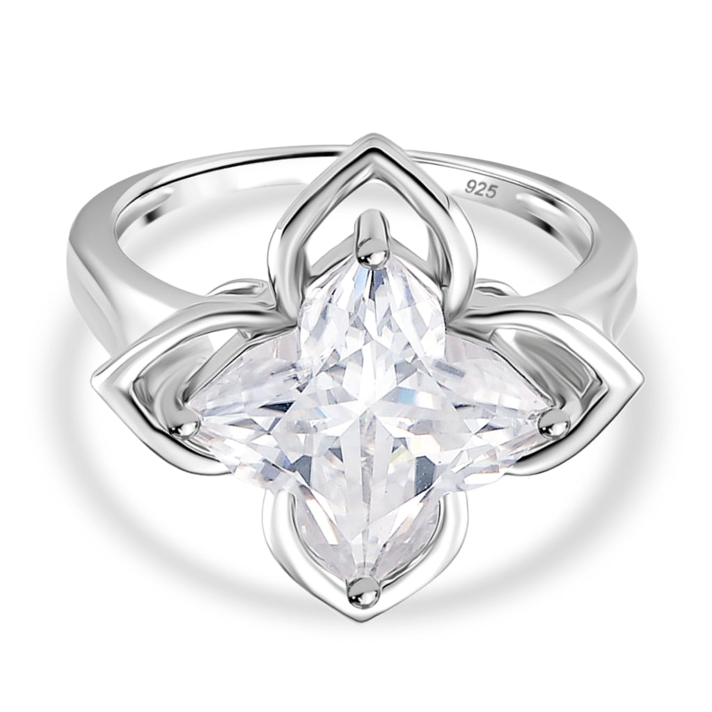 D'Joy Moissanite Ring in Rhodium Overlay Sterling Silver 6.00 Ct._8274321