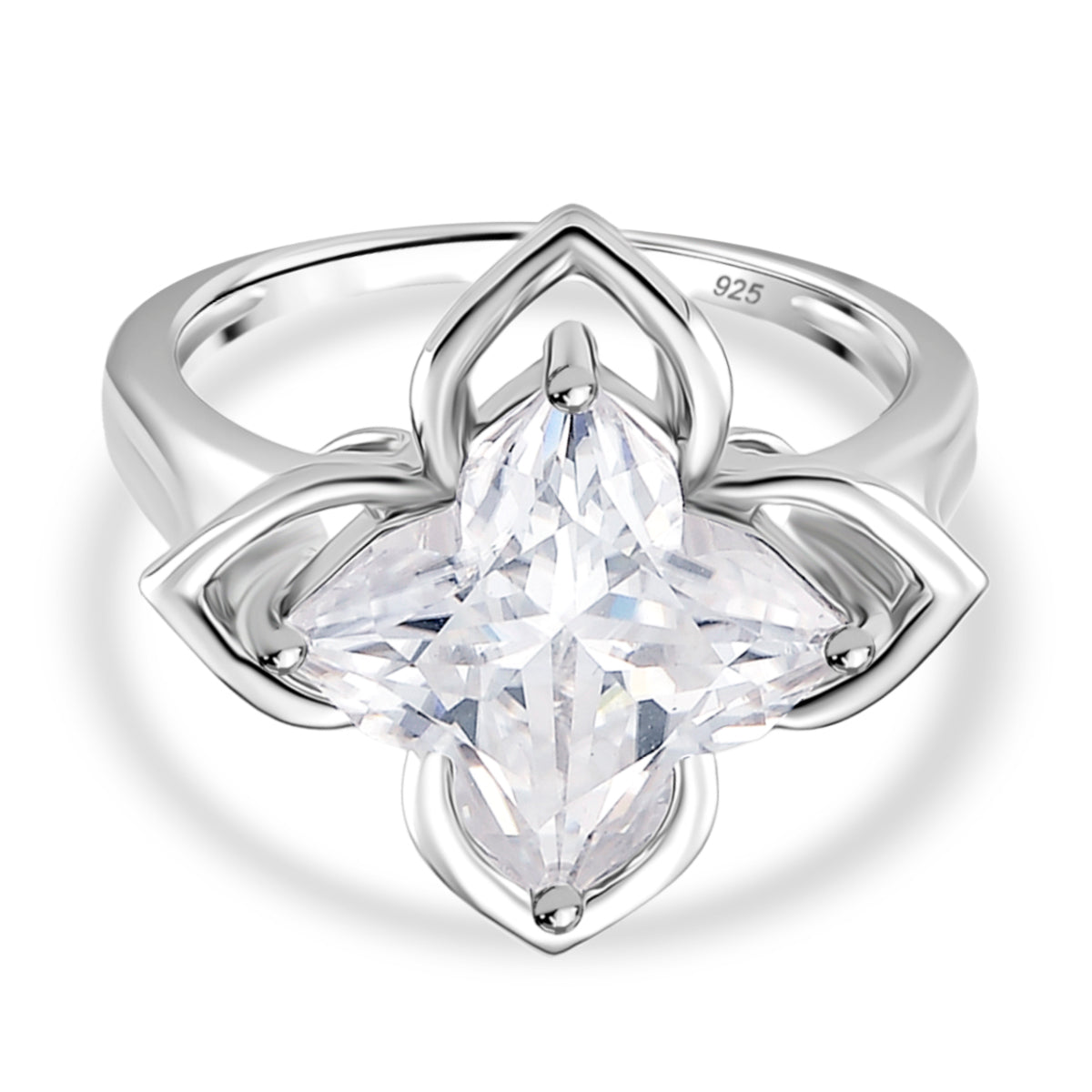 D'Joy 6 Ct. Moissanite Lily Ring in Rhodium Overlay Sterling Silver V32514039 0