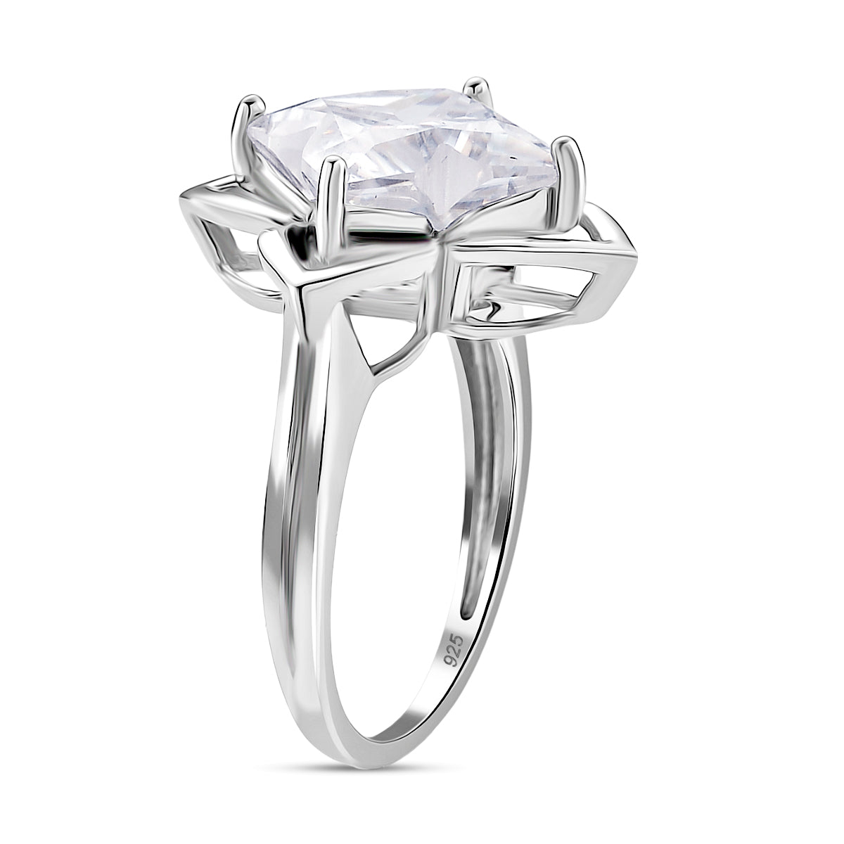 D'Joy 6 Ct. Moissanite Lily Ring in Rhodium Overlay Sterling Silver V32514039 4