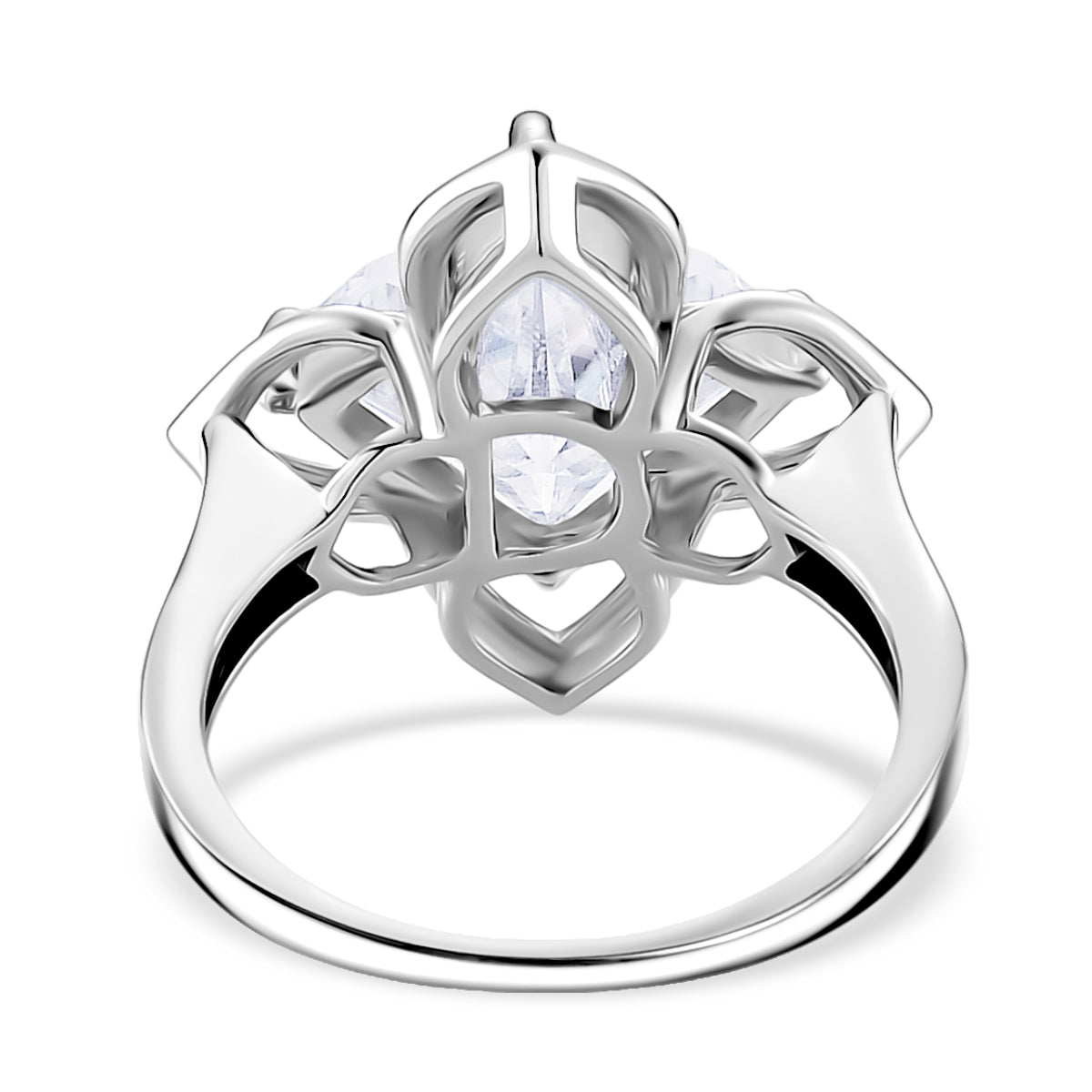 D'Joy 6 Ct. Moissanite Lily Ring in Rhodium Overlay Sterling Silver V32514039 5