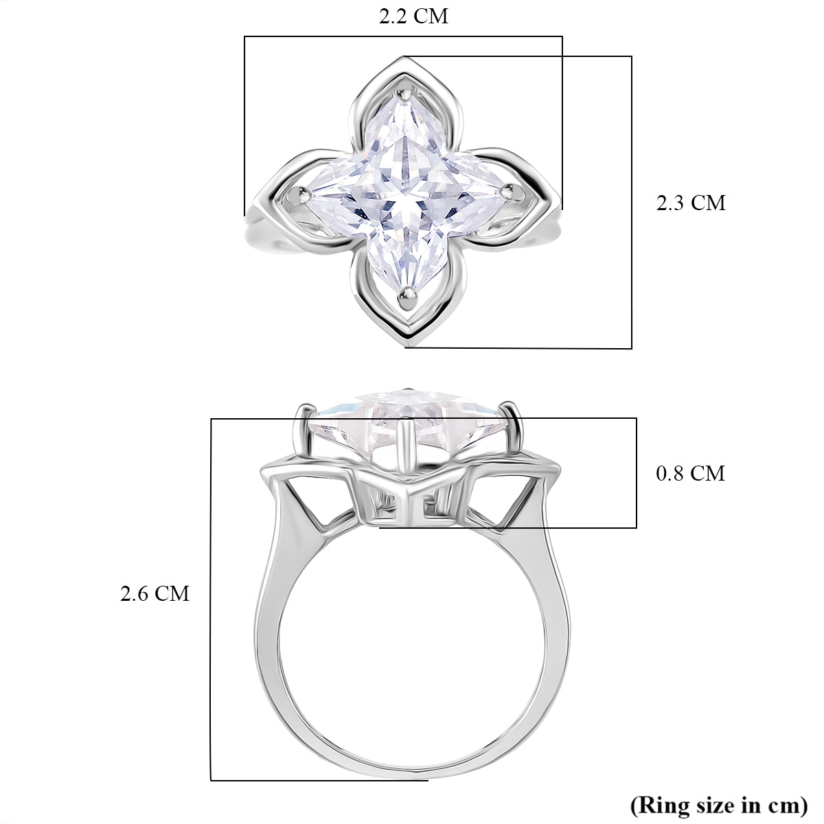 D'Joy 6 Ct. Moissanite Lily Ring in Rhodium Overlay Sterling Silver V32514039 6