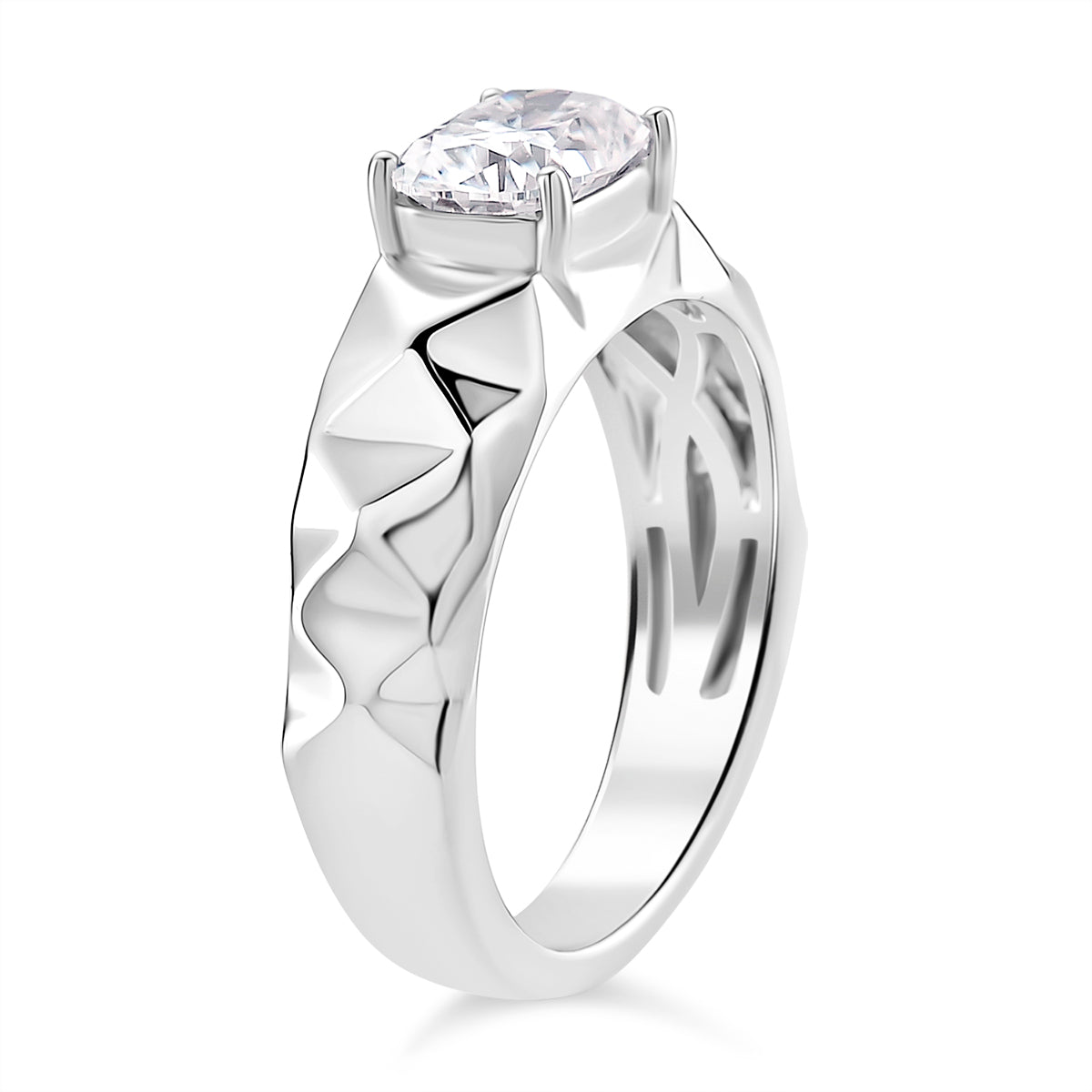 1.3 Ct. Moissanite Solitaire Ring in Rhodium Sterling Silver V32556297 4