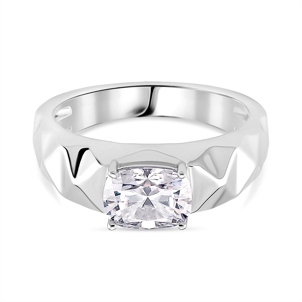 D'Joy Moissanite Ring in Rhodium Overlay Sterling Silver 1.30 Ct._8274380
