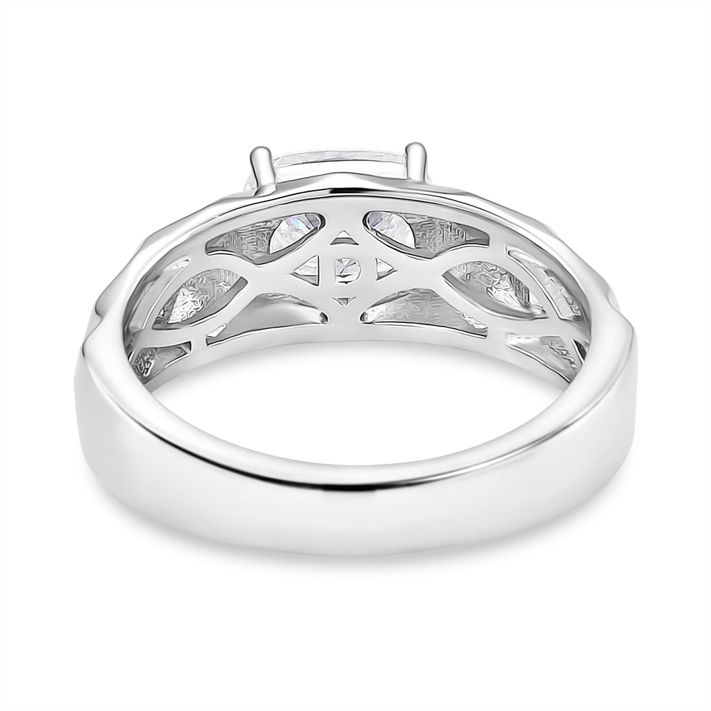 D'Joy Moissanite Ring in Rhodium Overlay Sterling Silver 1.30 Ct._8274380_4