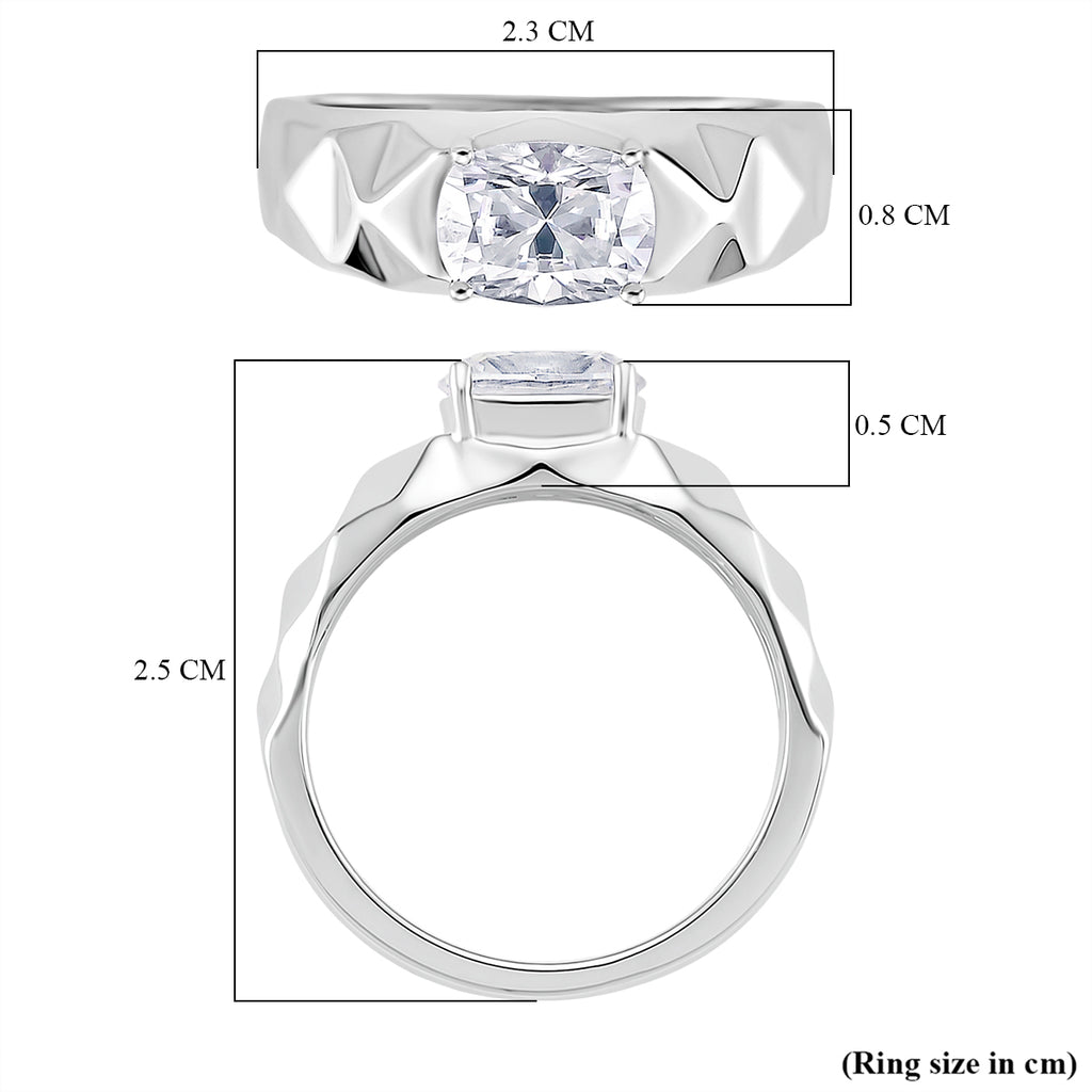 D'Joy Moissanite Ring in Rhodium Overlay Sterling Silver 1.30 Ct._8274380_5