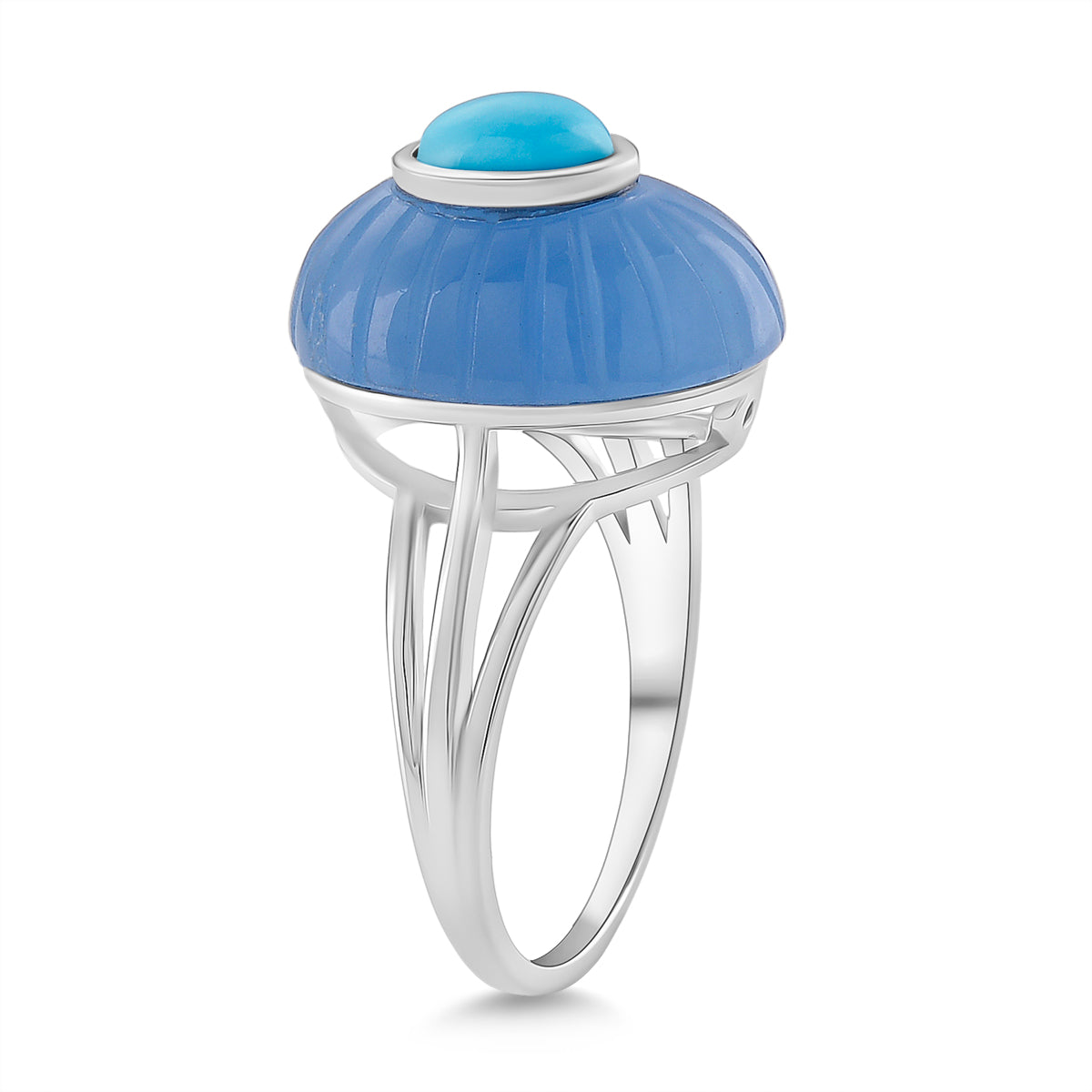 D'Joy Sleeping Beauty Turquoise &amp; Blue Jade Ring in Rhodium Overlay Sterling Silver 14.00 Ct. V32514037 4