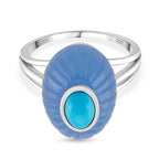 D'Joy Sleeping Beauty Turquoise & Blue Jade Ring in Rhodium Overlay Sterling Silver 14.00 Ct._8274415