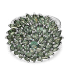 D'Joy Natural Tanzanian Green Apatite Cluster Ring in Rhodium Overlay Sterling Silver 6.41 Ct, Silver Wt. 6.09 Gms._8274550