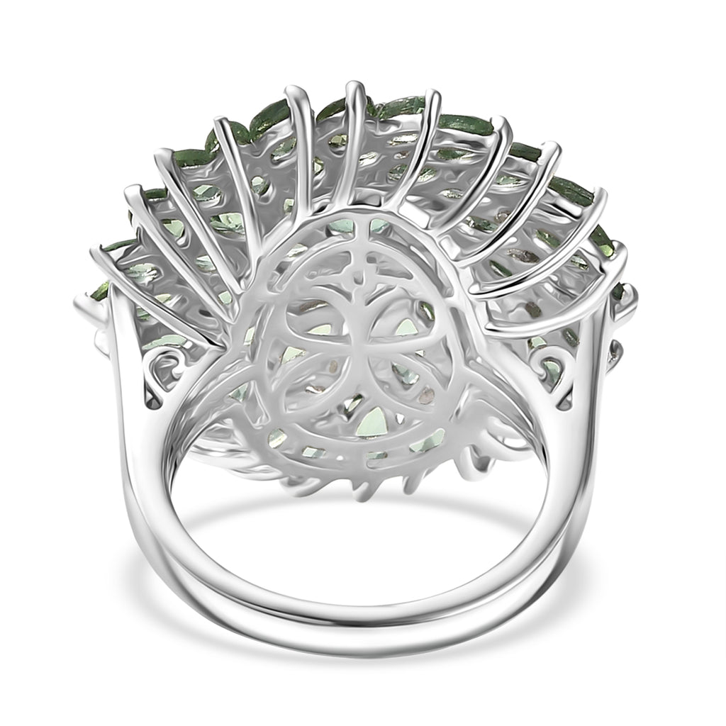 D'Joy Natural Tanzanian Green Apatite Cluster Ring in Rhodium Overlay Sterling Silver 6.41 Ct, Silver Wt. 6.09 Gms._8274550_4