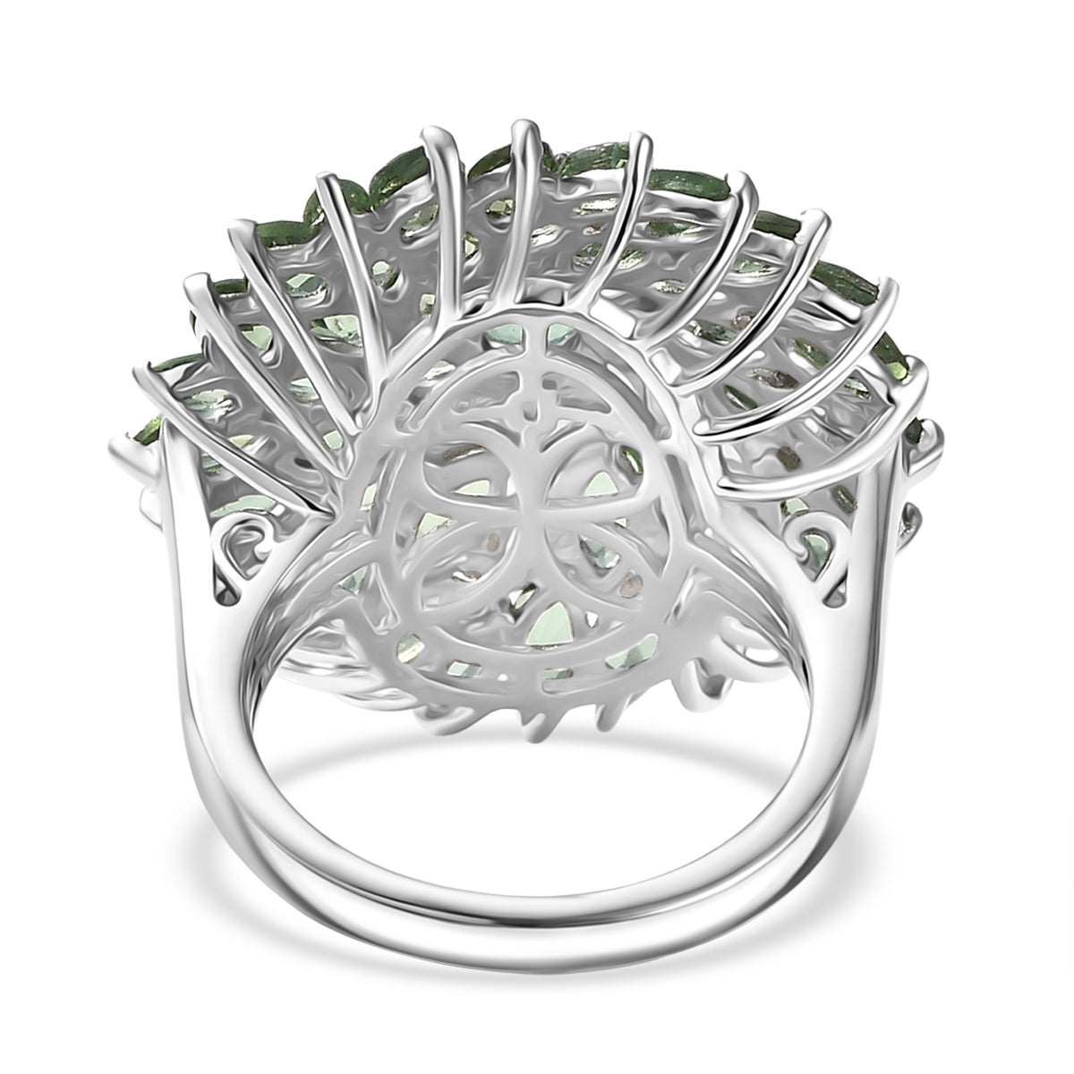 D'Joy Natural Tanzanian Green Apatite Cluster Ring in Rhodium Overlay Sterling Silver 6.41 Ct, Silver Wt. 6.09 Gms. 8274550 2