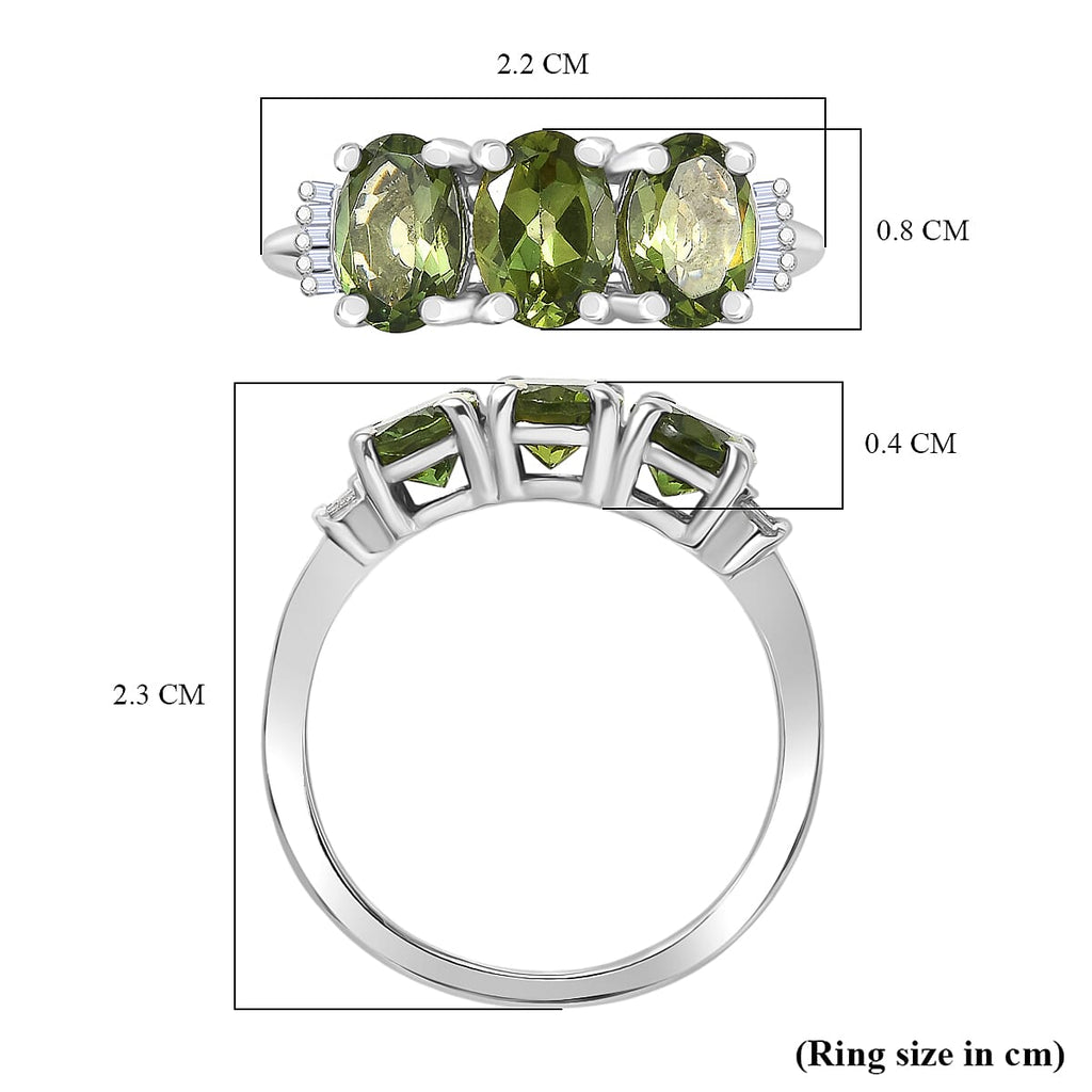 D'Joy Natural Tanzanian Green Apatite & White Diamond Trilogy Ring in Rhodium Overlay Sterling Silver 2.59 Ct._8274567_5
