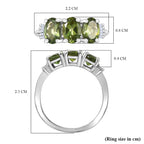 D'Joy Natural Tanzanian Green Apatite & White Diamond Trilogy Ring in Rhodium Overlay Sterling Silver 2.59 Ct._8274567_5