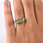 D'Joy Natural Tanzanian Green Apatite & White Diamond Trilogy Ring in Rhodium Overlay Sterling Silver 2.59 Ct._8274568_2