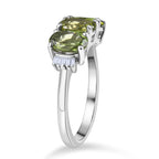 D'Joy Natural Tanzanian Green Apatite & White Diamond Trilogy Ring in Rhodium Overlay Sterling Silver 2.59 Ct._8274568_3