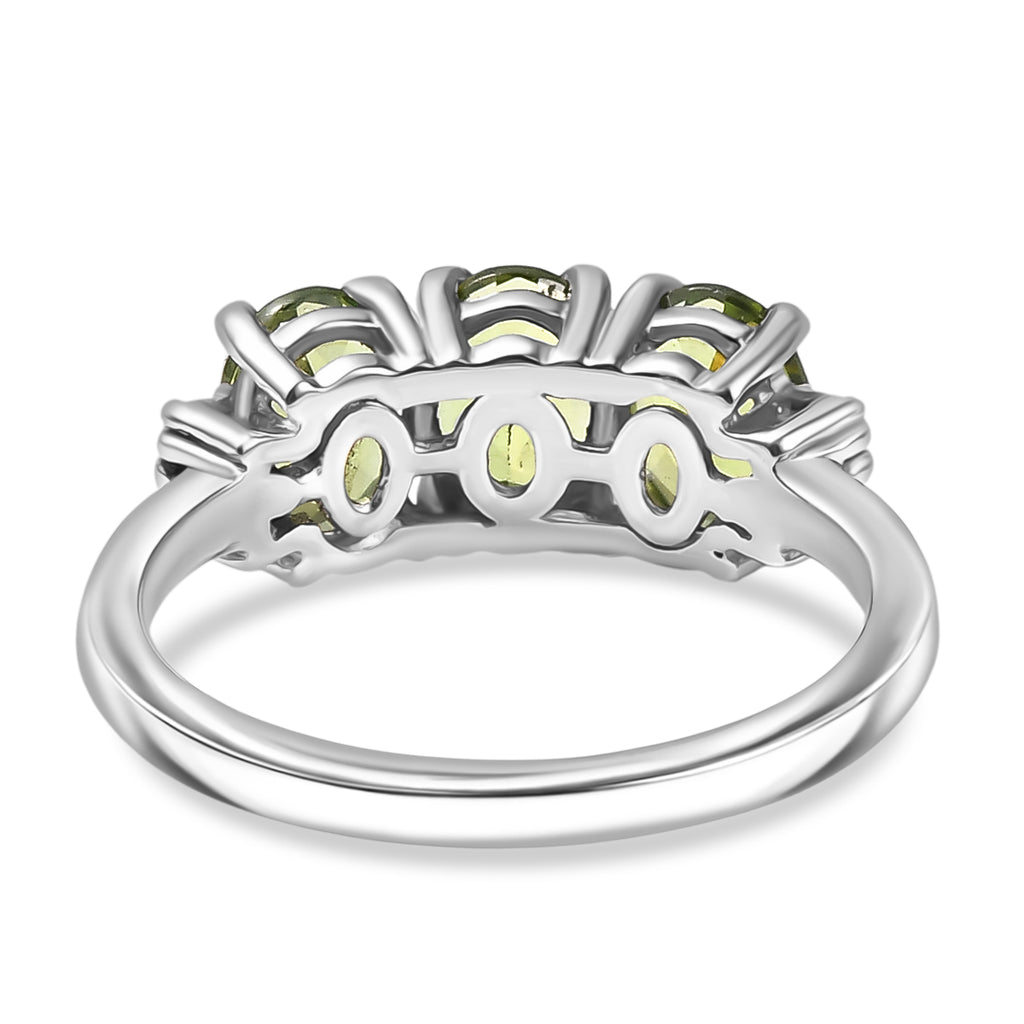 D'Joy Natural Tanzanian Green Apatite & White Diamond Trilogy Ring in Rhodium Overlay Sterling Silver 2.59 Ct._8274568_4