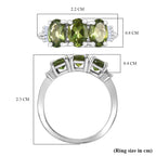D'Joy Natural Tanzanian Green Apatite & White Diamond Trilogy Ring in Rhodium Overlay Sterling Silver 2.59 Ct._8274568_5