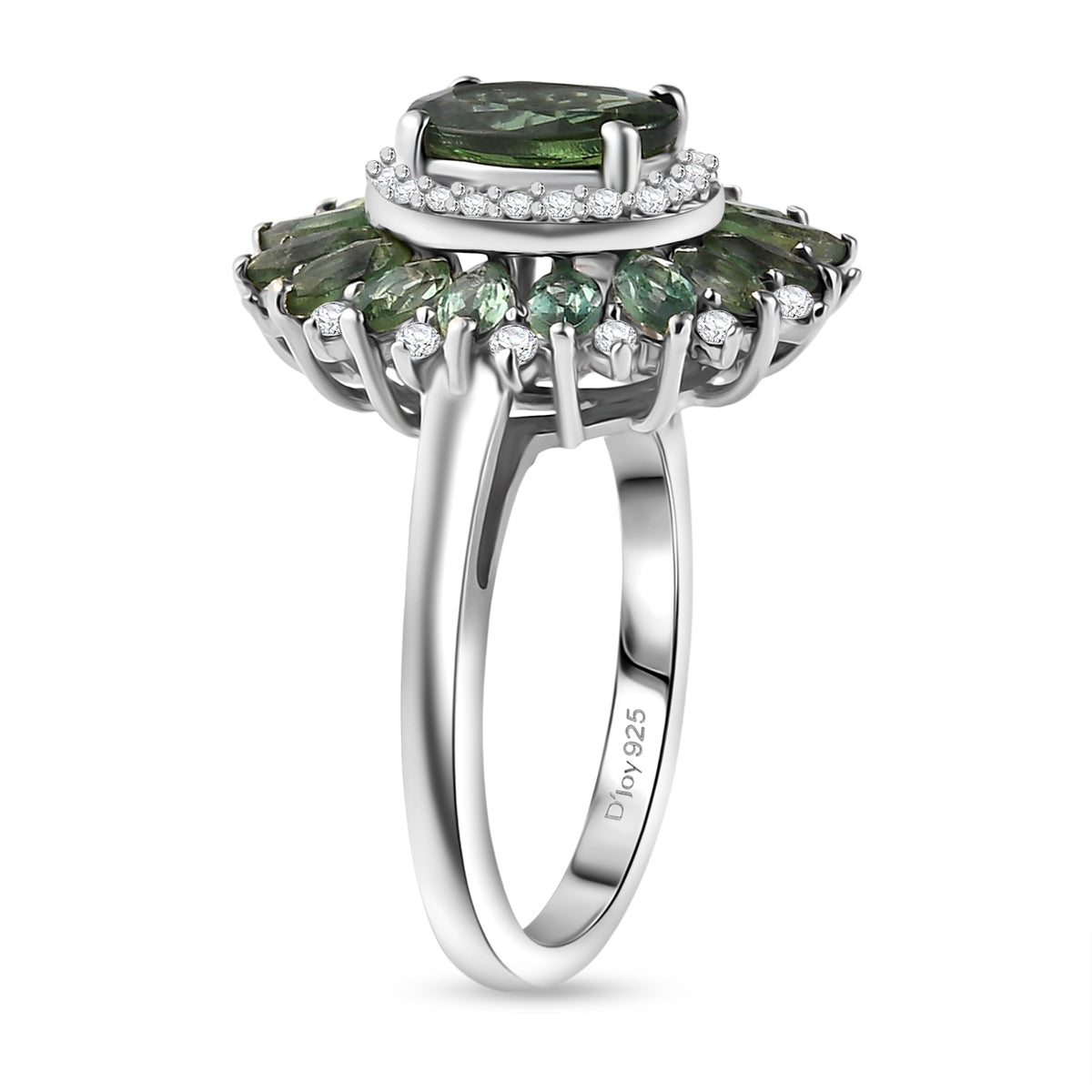 D'Joy Natural Green Apatite &amp; Moissanite Ring in Rhodium Overlay Sterling Silver 2.95 Ct. V32538815 4