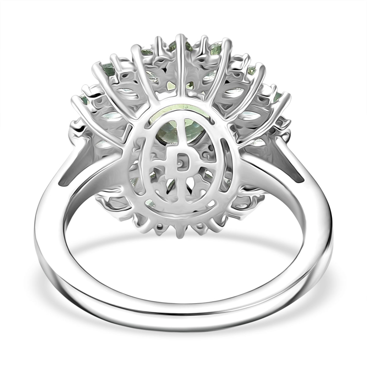 D'Joy Natural Green Apatite &amp; Moissanite Ring in Rhodium Overlay Sterling Silver 2.95 Ct. V32538815 5