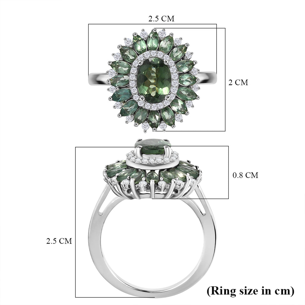 D'Joy Natural Green Apatite & Moissanite Ring in Rhodium Overlay Sterling Silver 2.95 Ct._8274592_5
