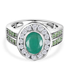 D'Joy Emerald, Tsavorite Garnet & Moissanite Ring in Rhodium Overlay Sterling Silver 2.01 Ct._8274654
