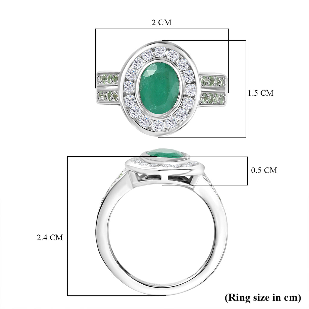 D'Joy Emerald, Tsavorite Garnet & Moissanite Ring in Rhodium Overlay Sterling Silver 2.01 Ct._8274654_5