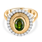 D'Joy Natural Chrome Diopside & White Zircon Ring in 18K Vermeil Yellow Gold Plated Sterling Silver 2.12 Ct._8274916