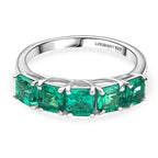 Luxuriant Lab Grown Colombian Emerald 5 Stone Ring in Rhodium Overlay Sterling Silver 1.51 Ct._8275425