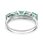 Luxuriant Lab Grown Colombian Emerald 5 Stone Ring in Rhodium Overlay Sterling Silver 1.51 Ct._8275425_4