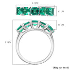 Luxuriant Lab Grown Colombian Emerald 5 Stone Ring in Rhodium Overlay Sterling Silver 1.51 Ct._8275425_5