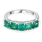 Luxuriant Lab Grown Colombian Emerald 5 Stone Ring in Rhodium Overlay Sterling Silver 1.51 Ct._8275430
