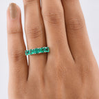 Luxuriant Lab Grown Colombian Emerald 5 Stone Ring in Rhodium Overlay Sterling Silver 1.51 Ct._8275430_2