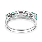 Luxuriant Lab Grown Colombian Emerald 5 Stone Ring in Rhodium Overlay Sterling Silver 1.51 Ct._8275430_4