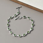 D'Joy Natural Green Apatite Cluster Bracelet (Size 7.5) with T-Bar Clasp in Rhodium Overlay Sterling Silver 6.26 Ct, Silver Wt. 8.69 Gms._8275488_1