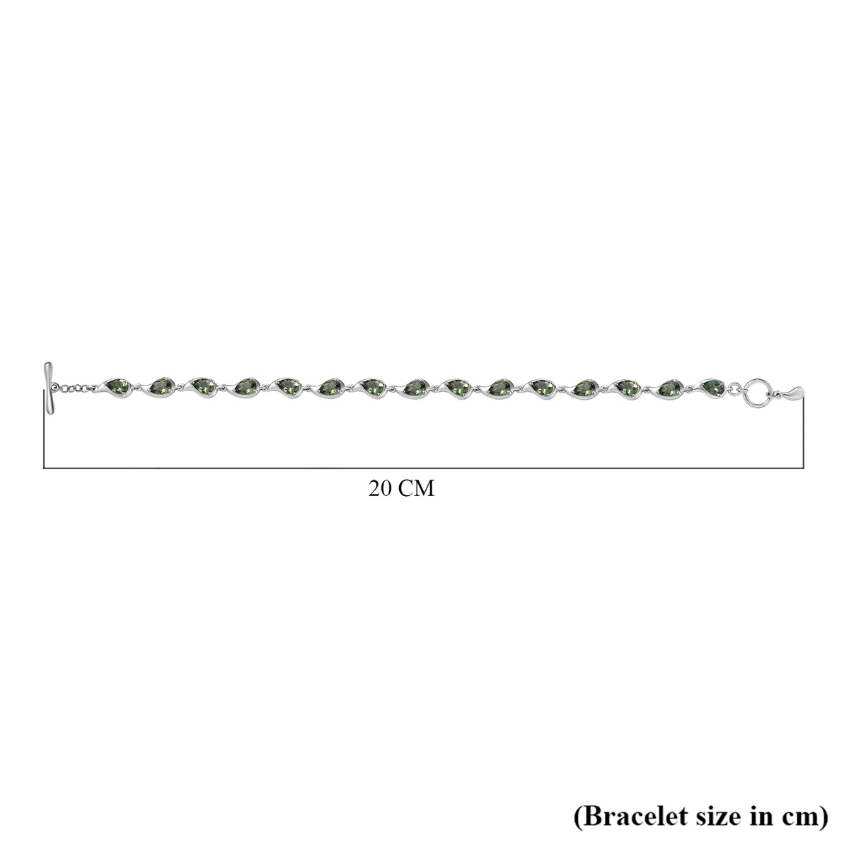 D'Joy Natural Green Apatite Cluster Bracelet (Size 7.5) with T-Bar Clasp in Rhodium Overlay Sterling Silver 6.26 Ct, Silver Wt. 8.69 Gms. V32566740 5