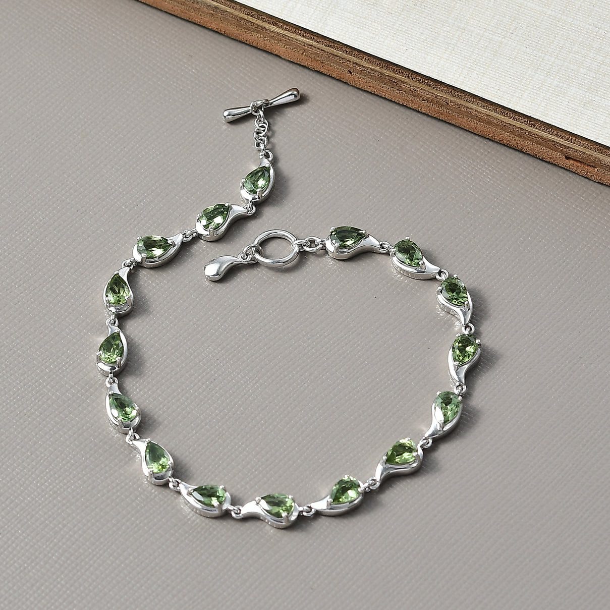 D'Joy Natural Tanzanian Green Apatite Cluster Bracelet (Size 7) with T-Bar Clasp in Rhodium Overlay Sterling Silver 5.84 Ct, Silver Wt. 8.31 Gms. 8275500 2