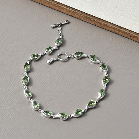 D'Joy Natural Green Apatite Cluster Bracelet (Size 8) with T-Bar Clasp in Rhodium Overlay Sterling Silver 6.68 Ct, Silver Wt. 9.22 Gms. 8275508 2