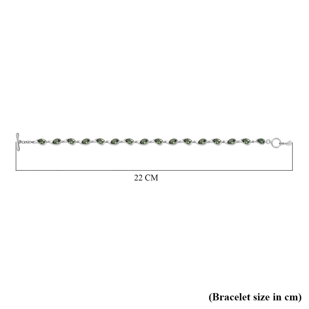 D'Joy Natural Green Apatite Cluster Bracelet (Size 8) with T-Bar Clasp in Rhodium Overlay Sterling Silver 6.68 Ct, Silver Wt. 9.22 Gms._8275508_4