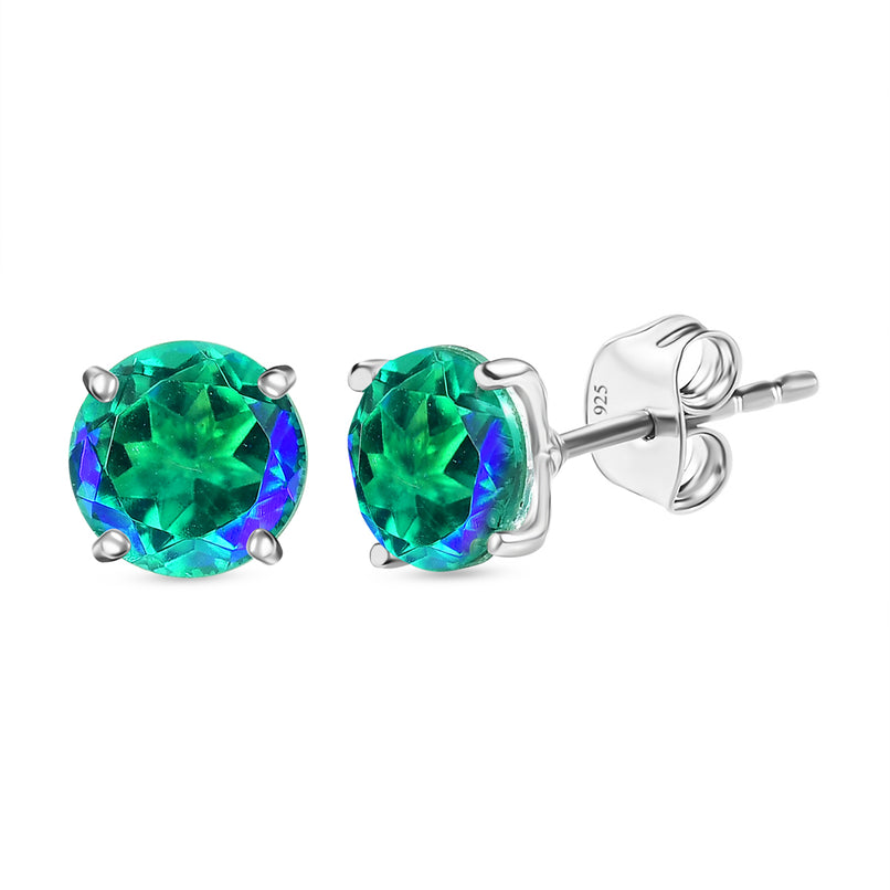 Peacock Triplet Quartz Earring with Push Back Sterling Silver 2.90 Ct._8275660