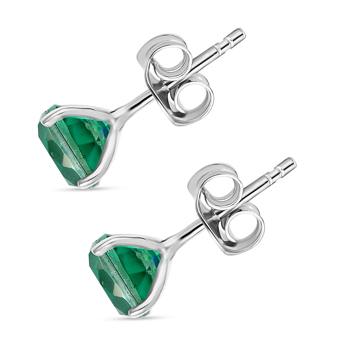 Peacock Triplet Quartz Solitaire Stud Earring with Push Back Sterling Silver 2.90 Ct. V32668915 4